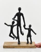 "Holding On" Aluminium and Mango Wood Sculpture - Black