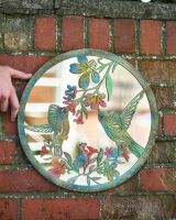 Scale image of colourful rustic garden mirror wall art
