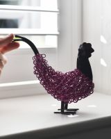 Scale image of Reggie the recycled cockerel sculpture purple Scale image of Reggie the recycled cockerel sculpture purple