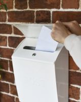 Scale Of The Letter Flap On The White Modern Post Box Scale Of The Letter Flap On The White Modern Post Box