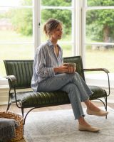 Scale image of Traditional Green Leather and Iron Two Seater Chair