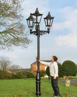 Scale Photo of Large Triple Head Traditional Garden Lamp Post