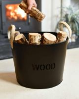 Scale Shot of "Brettington" Powder Coated Iron Wood Basket Scale Shot of "Brettington" Powder Coated Iron Wood Basket