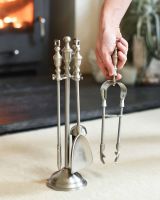 Scale Shot of "Grecian" Pewter Fireside Companion Set 40cm Scale Shot of "Grecian" Pewter Fireside Companion Set 40cm