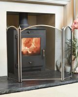 Scale Shot of "Hanbury" Three Fold Black & Brushed Steel Fire Guard Scale Shot of "Hanbury" Three Fold Black & Brushed Steel Fire Guard