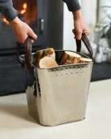 Scale Shot of "Keatley" Square Stainless Steel Log Holder Scale Shot of "Keatley" Square Stainless Steel Log Holder