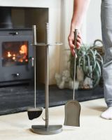 Scale Shot of "Riverdale" Tall Pewter Companion Set Scale Shot of "Riverdale" Tall Pewter Companion Set