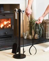 Scale Shot of Black Companion Set with Aluminium Handles 77cm Scale Shot of Black Companion Set with Aluminium Handles 77cm