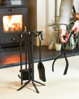 Scale Shot Of Black Contemporary "Quad Stand" Four Piece Companion Set