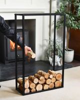 Scale Shot of Black Open Sides "Recipe" Log Holder - 60cm x 100cm