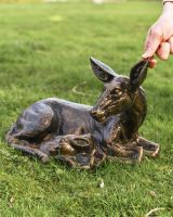 "Poppy and "Clover" Doe and Fawn Lying Down Garden Sculpture Scale Shot 