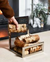 Close-Up of “Hinburn House” Contemporary Stainless Steel Log Store Close-Up of “Hinburn House” Contemporary Stainless Steel Log Store