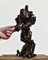 Close Up of Recycled Metal Parts "Titan" Ornament Scale Shot