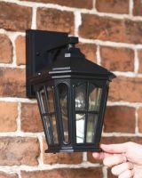 Scale Shot of Traditional Black "Quest" Victorian Top-Fix Wall Lantern Scale Shot of Traditional Black "Quest" Victorian Top-Fix Wall Lantern