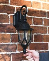 Scale Shot of Traditional Ornate "Clear Glass" Victorian Top Fix Wall Lantern