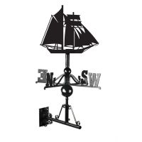 Schooner Topsail Ship Weathervane Created From Iron and Finished in Black