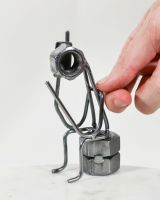 Scale image of Phone Call Sitting Scrap Metal Ornament