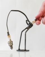 Scale image of Spark Plug Fishing Recycled Metal Ornament 