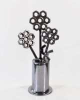 Scrap Metal Flower Pot Sculpture Scrap Metal Flower Pot Sculpture