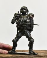 Scale Shot of Scrap Metal "Lorenzo" Fighting Turtle Ornament 