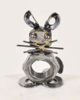 Close up of "Basil" The Mouse Scrap Metal Sculpture