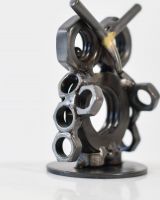 Close up of Owlet Scrap Metal Sculpture wing