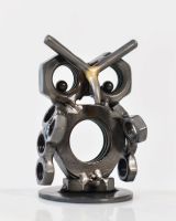 Owlet Scrap Metal Sculpture Three Quarter View