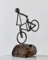 Cyclist Stoppie Recycled Metal Ornament front view Cyclist Stoppie Recycled Metal Ornament front view