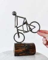 Scale image of Cyclist Stoppie Recycled Metal Ornament Scale image of Cyclist Stoppie Recycled Metal Ornament