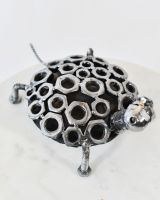 Close up of Scrap Metal Tortoise Hatchling Sculpture shell