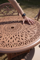 The “Rose Filigree” Deluxe 4-Seater Outdoor Dining Set - Terracotta