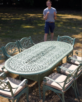 The "Sage Blossom" 8-Seater Garden Dining Set - Sage Green