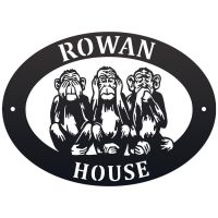 "See No Evil, Hear No Evil, Speak No Evil" Iron Oval House Sign in a Black Finish