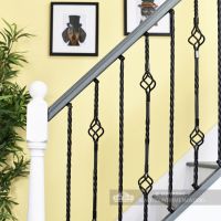 Pair of alternating pattern iron stair spindles