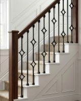 Set of 2 Matte Black "Double Diamante" and "Enfield" Steel Stair Spindles digital illstration
