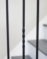 Close-Up of Set of 2 Matte Black "Enfield" Stair Spindles - Pattern 1 - Spindle ONLY - No Brackets