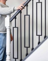 Scale Shot of Set of 2 Matte Black "Enfield" Steel Stair Spindles - Pattern 10 Scale Shot of Set of 2 Matte Black "Enfield" Steel Stair Spindles - Pattern 10