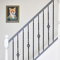 Set of 2 Matte Black "Enfield" Steel Stair Spindles - Pattern 13 - Spindle ONLY - No Brackets Set of 2 Matte Black "Enfield" Steel Stair Spindles - Pattern 13 - Spindle ONLY - No Brackets