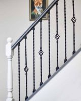 Set of 2 Matte Black "Enfield" Steel Stair Spindles - Pattern 13 in Situ