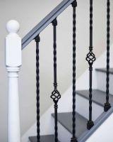 Set of 2 Matte Black "Enfield" Steel Stair Spindles - Pattern 13 in Setting