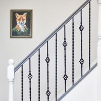 Set of 2 Matte Black "Enfield" Steel Stair Spindles - Pattern 14 - Spindle ONLY - No Brackets Set of 2 Matte Black "Enfield" Steel Stair Spindles - Pattern 14 - Spindle ONLY - No Brackets