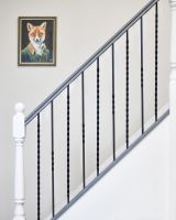 Set of 2 Matte Black "Enfield" Steel Stair Spindles - Pattern 15 - Spindle ONLY - No Brackets in Situ