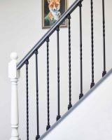 Set of 2 Matte Black "Enfield" Steel Stair Spindles - Pattern 15 in Situ