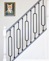 Set of 2 Matte Black "Enfield" Steel Stair Spindles - Pattern 16 in Situ