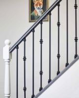 Set of 2 Matte Black "Enfield" Steel Stair Spindles - Pattern 3 in Situ