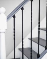 Set of 2 Matte Black "Enfield" Steel Stair Spindles - Pattern 4 in Situ