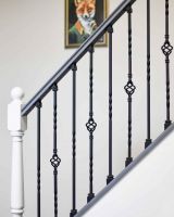 Set of 2 Matte Black "Enfield" Steel Stair Spindles - Pattern 5 in Situ