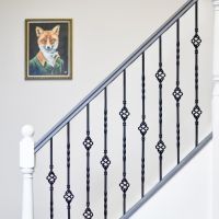 Set of 2 Matte Black "Enfield" Steel Stair Spindles - Pattern 6 - Spindle ONLY - No Brackets