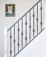 Set of 2 Matte Black "Enfield" Steel Stair Spindles - Pattern 6 - Spindle ONLY - No Brackets in Situ