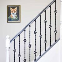 Set of 2 Matte Black "Enfield" Steel Stair Spindles - Pattern 6 Set of 2 Matte Black "Enfield" Steel Stair Spindles - Pattern 6